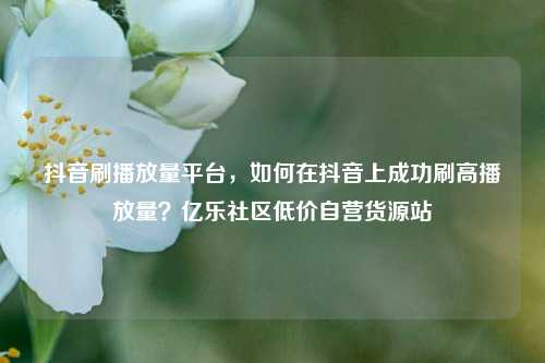 抖音刷播放量平台，如何在抖音上成功刷高播放量？亿乐社区低价自营货源站  第1张