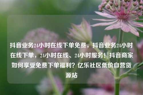 抖音业务24小时在线下单免费，抖音业务24小时在线下单	，24小时在线、24小时服务！抖音商家如何享受免费下单福利？亿乐社区低价自营货源站  第1张