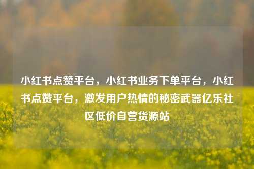 小红书点赞平台，小红书业务下单平台，小红书点赞平台	，激发用户热情的秘密武器亿乐社区低价自营货源站  第1张