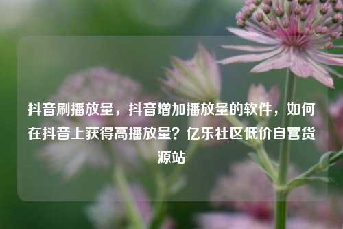 抖音刷播放量	，抖音增加播放量的软件，如何在抖音上获得高播放量？亿乐社区低价自营货源站  第1张