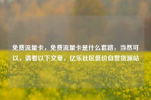 免费流量卡	，免费流量卡是什么套路，当然可以，请看以下文章	，亿乐社区低价自营货源站  第1张
