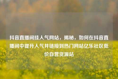 抖音直播间挂人气网站，揭秘	，如何在抖音直播间中提升人气并链接到热门网站亿乐社区低价自营货源站  第1张