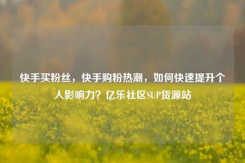 快手买粉丝，快手购粉热潮，如何快速提升个人影响力？亿乐社区SUP货源站  第1张