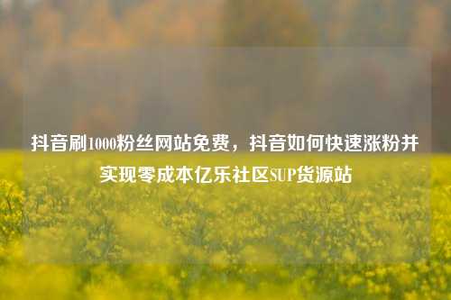 抖音刷1000粉丝网站免费	，抖音如何快速涨粉并实现零成本亿乐社区SUP货源站  第1张