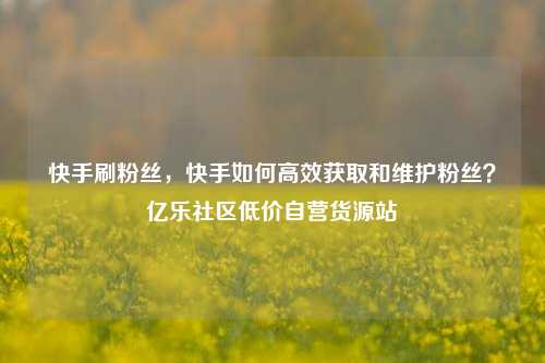 快手刷粉丝	，快手如何高效获取和维护粉丝？亿乐社区低价自营货源站  第1张