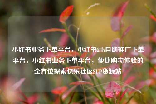 小红书业务下单平台	，小红书24h自助推广下单平台，小红书业务下单平台，便捷购物体验的全方位探索亿乐社区SUP货源站  第1张