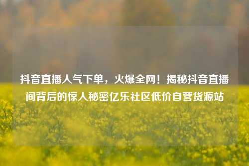 抖音直播人气下单	，火爆全网！揭秘抖音直播间背后的惊人秘密亿乐社区低价自营货源站  第1张