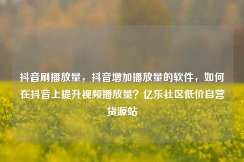 抖音刷播放量	，抖音增加播放量的软件，如何在抖音上提升视频播放量？亿乐社区低价自营货源站  第1张