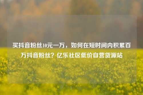 买抖音粉丝10元一万，如何在短时间内积累百万抖音粉丝？亿乐社区低价自营货源站  第1张