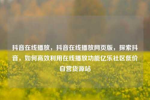 抖音在线播放，抖音在线播放网页版	，探索抖音，如何高效利用在线播放功能亿乐社区低价自营货源站  第1张