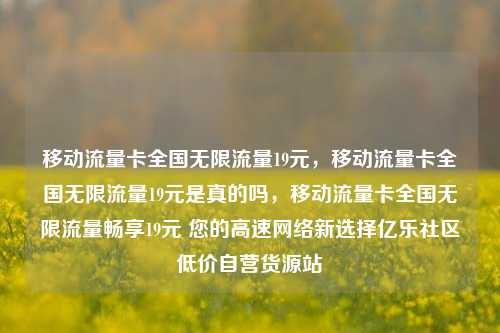 移动流量卡全国无限流量19元，移动流量卡全国无限流量19元是真的吗，移动流量卡全国无限流量畅享19元 您的高速网络新选择亿乐社区低价自营货源站  第1张