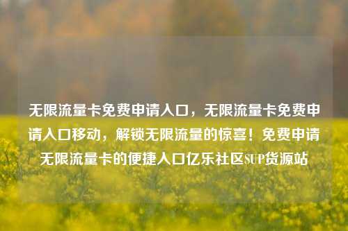 无限流量卡免费申请入口	，无限流量卡免费申请入口移动，解锁无限流量的惊喜！免费申请无限流量卡的便捷入口亿乐社区SUP货源站  第1张